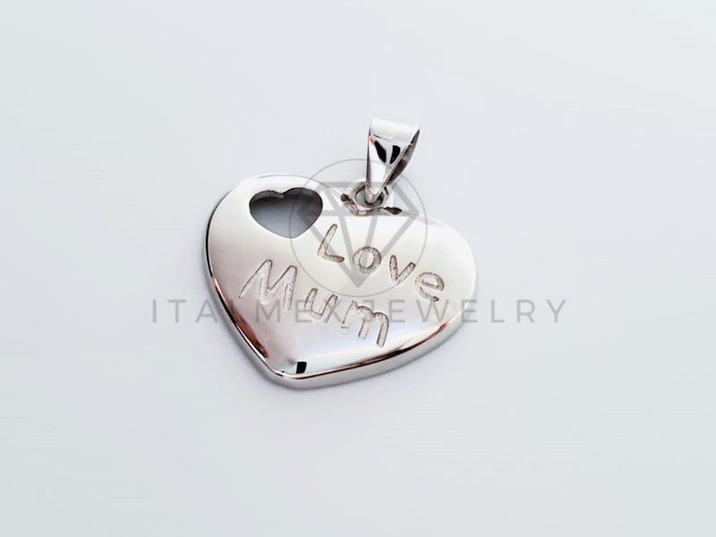 Dije No Religioso - 105147 - Dije Corazon "I Love Mom" Plata .925