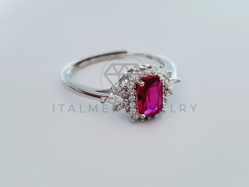 Anillo de Dama - 104742 - Anillo Circonia Princesa Roja Plata .925