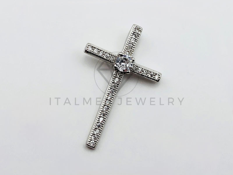 Dije Religioso - 105509 - Diseño Cruz Circonia Clara Diamante Plata .925