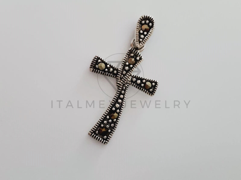 Dije Religioso - 105192 - Dije Cruz Onix Negra Plata .925