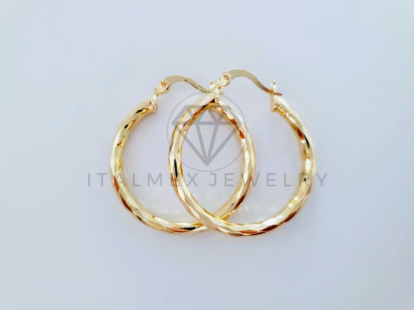 Arracada de Lujo - 104882 - Arracada de Tubo Diamantada Dorada 30mm Oro Laminado 18K