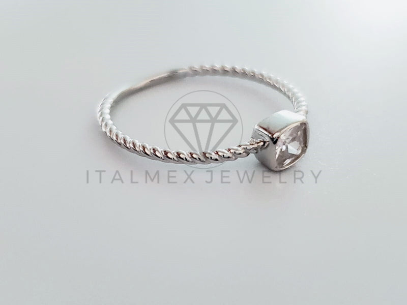 Anillo de Dama - 104729 - Anillo Solitario Cadena Circonia Clara Plata .925