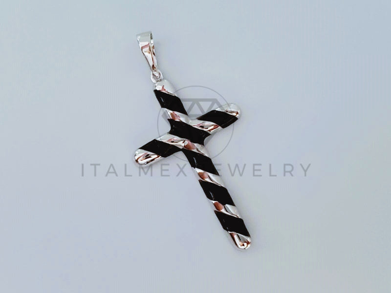 Dije Religioso - 104998 - Dije Cruz Espiral Negro - Plata .925
