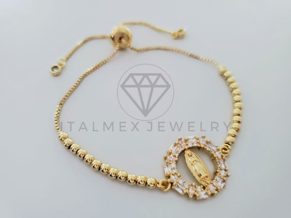 Pulsera de Lujo - 105013 - Diseño Ajustable Virgen de Guadalupe Oro Laminado 18K