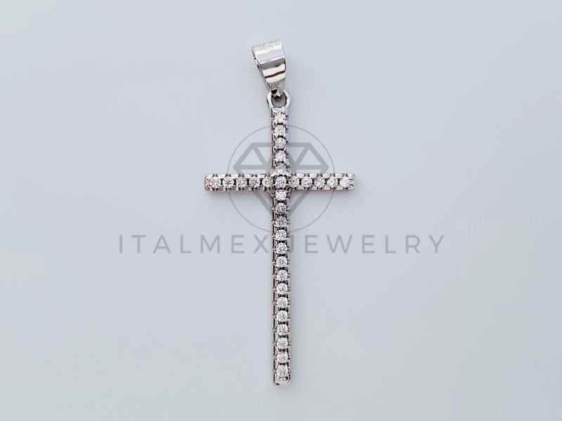 Dije Religioso - 104836 - Dije Cruz Fina con Circonia Mediano - Plata .925