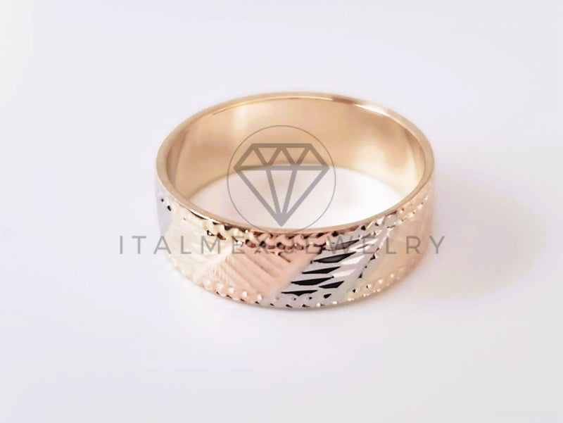 Anillo Dama de Lujo - 104689 - Diseño Argolla Rayada Oro Laminado 18K