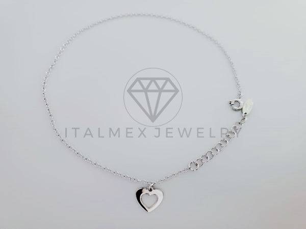 Tobillera Clasica - 105333 - Diseño de Corazon Plata .925