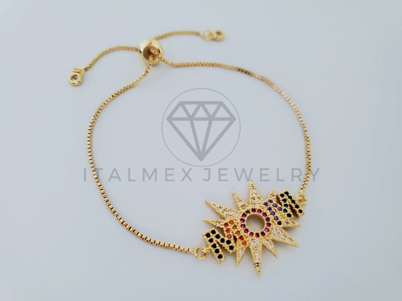 Pulsera de Lujo - 105014 - Diseño Ajustable MOM Colores Oro Laminado 18K