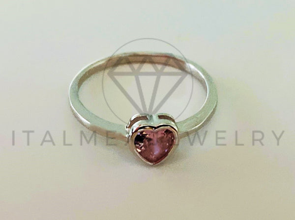 Anillo de Plata - 105418 - Anillo Corazon Circonia Rosa Plata .925