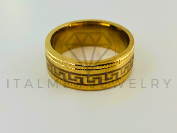 Anillo de Lujo - 105449 - Argolla Grecas Bitono 8mm Oro Laminado 18K