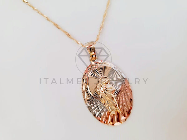 Collar Elegante - 104911 - Collar Medalla San Judas Florentina Oro Laminado 18K