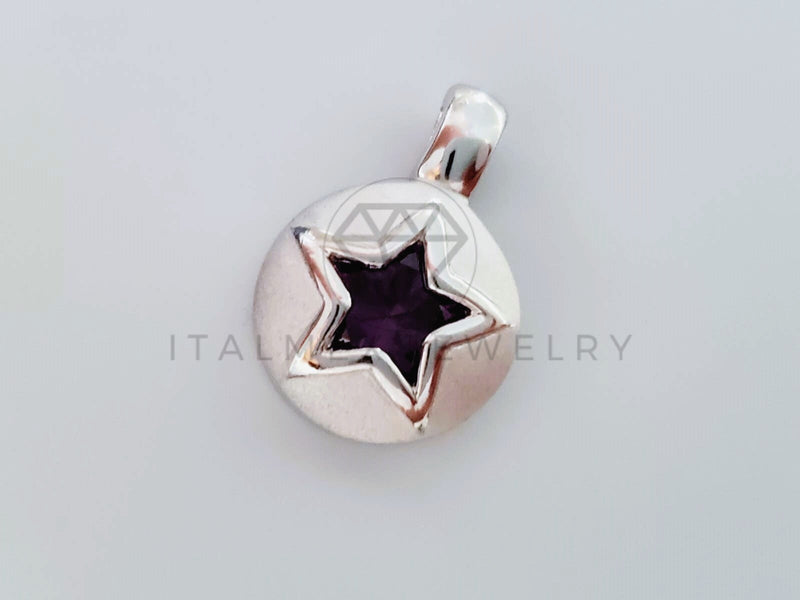 Dije No Religioso - 105157 - Dije Estrella Circonia Morada Plata .925