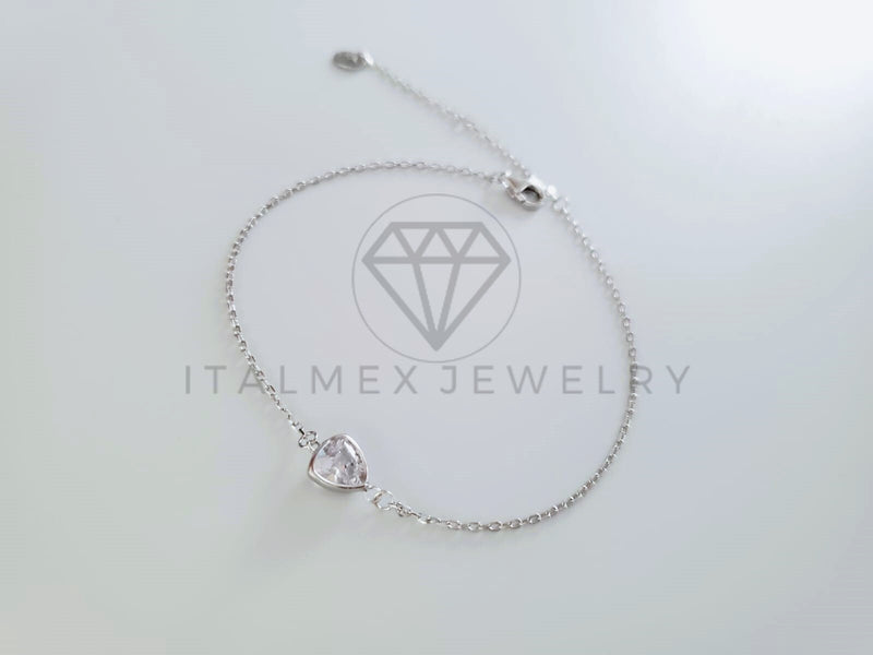 Pulsera de Lujo - 104770 - Diseño Corazon Circonia Clara Plata Fina .925