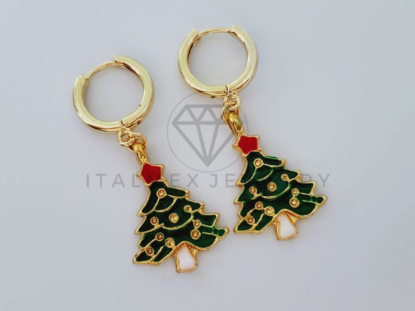 Arete de Lujo - 105009 - Diseño Pino Navideño Oro Laminado 18K