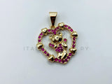Dije de Lujo - 105732 - Dije Corazon Oso Circonia Rosa Oro Laminado 18K