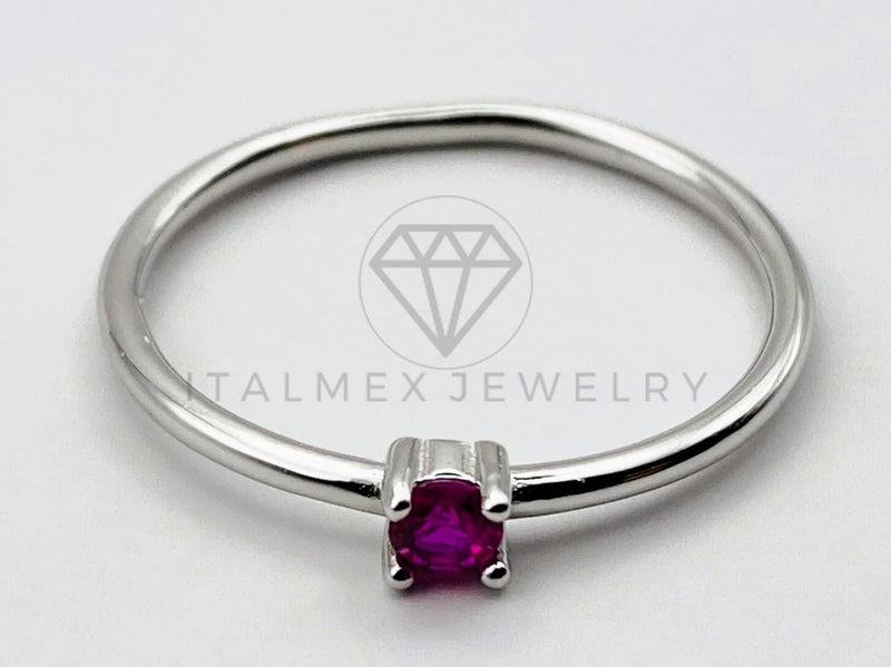 Anillo de Dama - 105483 - Anillo Solitario Circonia Rojo Ruby Plata .925