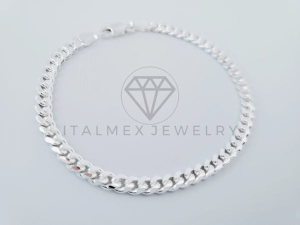 Pulsera de Lujo - 104838 - Diseño Cubana Miami 4mm/7 Pulgadas Plata Fina .925