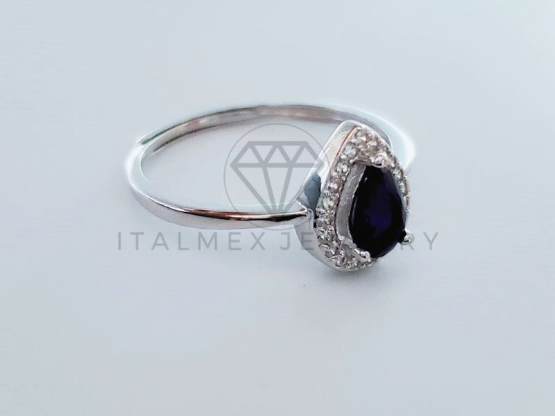 Anillo de Dama - 104741 - Anillo Gota Circonia Azul Plata .925