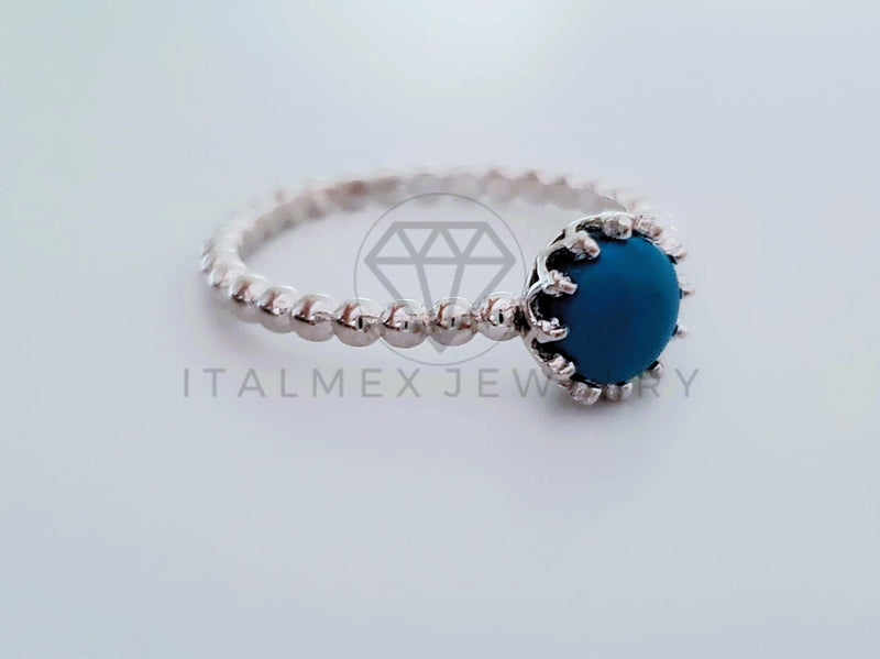 Anillo de Dama - 105053 - Arnillo Solitario Piedra Azul Plata .925