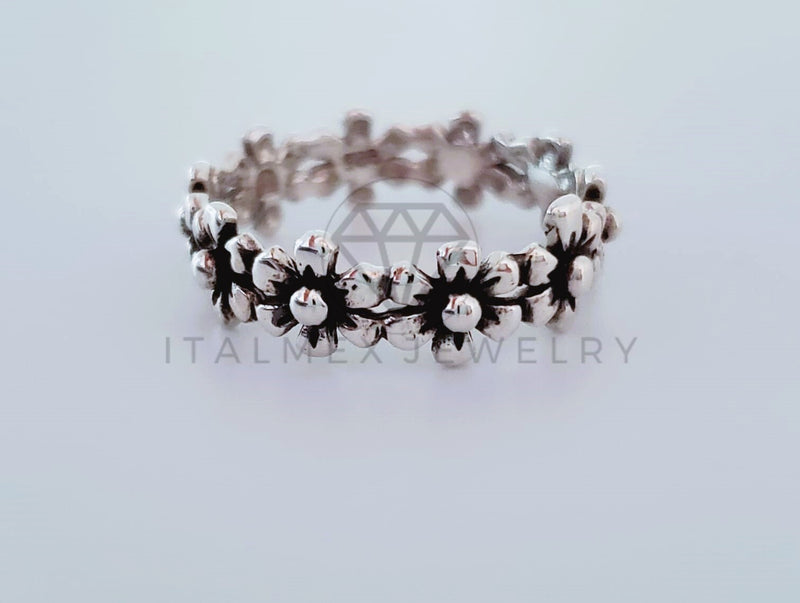 Anillo de Dama - 105052 - Argolla Diseño de Flores - Plata .925