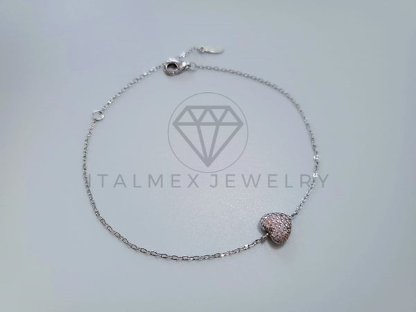 Pulsera de Lujo - 104768 - Diseño Corazon Circonia Clara Plata Fina .925