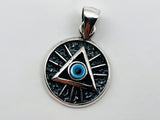 Dije No Religioso - 105510 - Medalla Illuminati Ojo Azul - Plata .925
