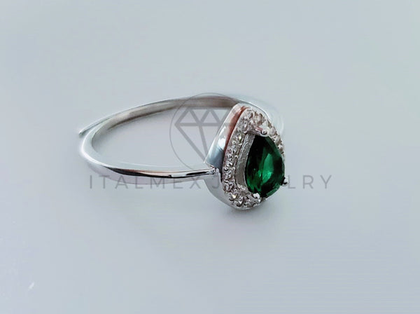 Anillo de Dama - 104747 - Anillo Gota Circonia Verde Plata .925