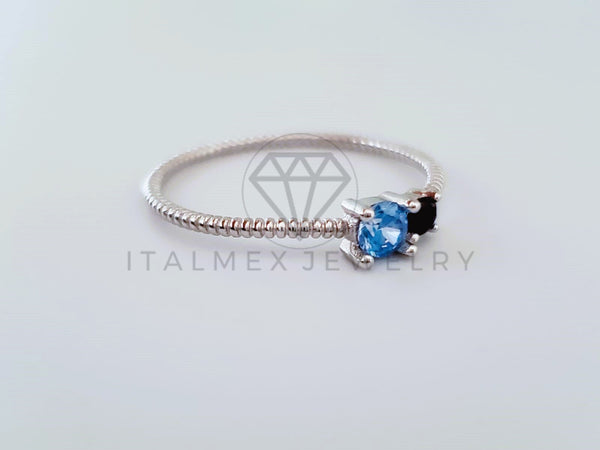 Anillo de Dama - 104715 - Anillo Elegante con Circonia Azul Plata .925