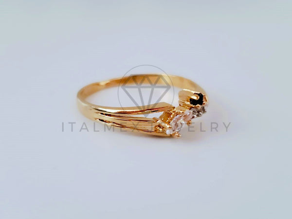 Anillo de Lujo - 104928 - Diseño Chispitas Circonia Negra Oro Laminado 18K