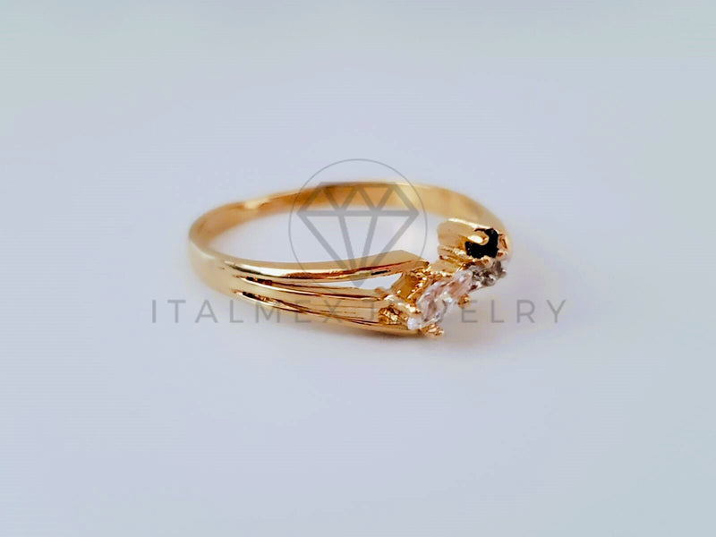 Anillo de Lujo - 104928 - Diseño Chispitas Circonia Negra Oro Laminado 18K