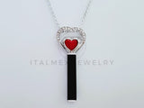 Collar de Lujo - 105225 - Collar Corazon y Barra Negra Plata .925