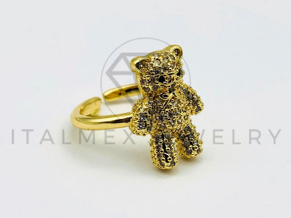 Anillo de Dama - 105577 - Anillo Osito de Peluche Circonia Clara Oro Laminado 18K