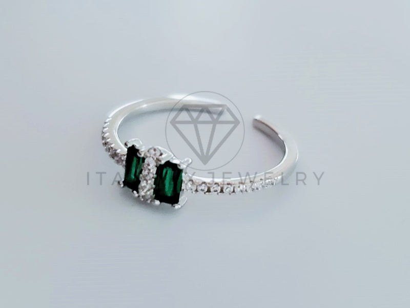 Anillo de Dama - 104749 - Anillo Circonia Princesa y Chispas Verde Plata .925