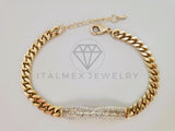 Pulsera de Lujo - 105318 - Esclava Cubana Placa Grecas 4mm - Oro Laminado 18K