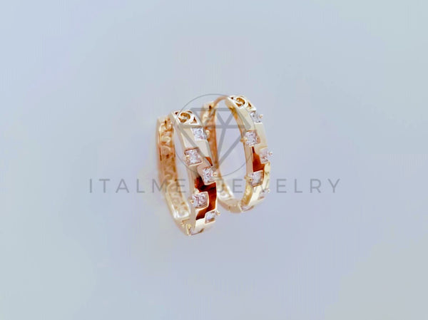 Arete de Lujo - 104889 - Aracada Ovalada Circonia Clara Oro Laminado 18K