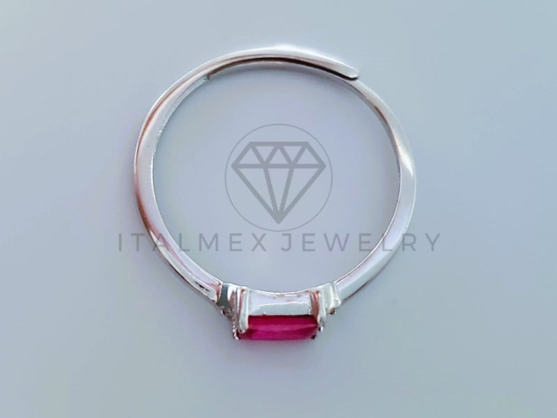 Anillo de Dama - 104713 - Anillo Rectangular Circonia Rosa Plata .925