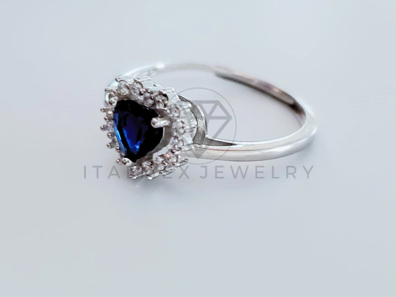 Anillo de Dama - 104744 - Anillo Corazon Biselado Circonia Azul Plata .925