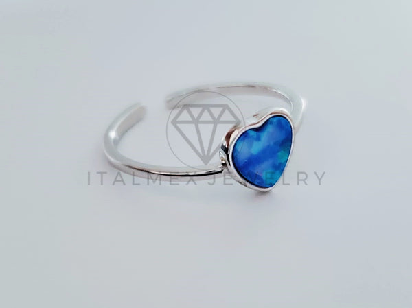 Anillo de Dama - 104750 - Anillo Corazon Esmalte Azul Plata .925