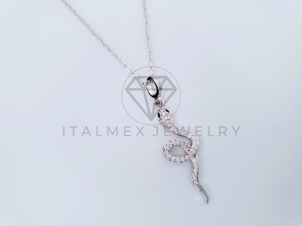 Collar de Lujo - 104971 - Estilo de Serpiente con Circonia Plata Fina .925