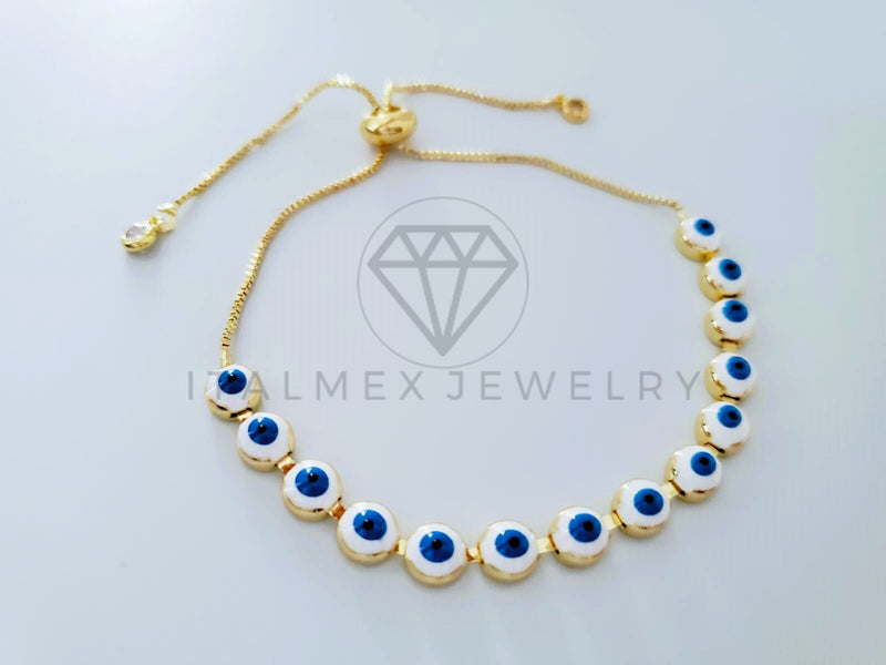 Pulsera de Lujo - 104847 - Diseño Ajustable Ojo Turco Oro Laminado 18K