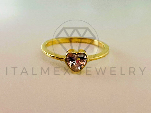 Anillo de Plata - 105419 - Anillo Corazon Dorado Circonia Clara Plata .925