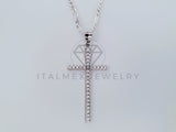 Dije Religioso - 104836 - Dije Cruz Fina con Circonia Mediano - Plata .925
