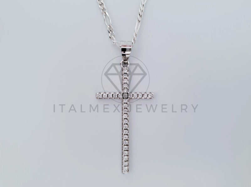 Dije Religioso - 104836 - Dije Cruz Fina con Circonia Mediano - Plata .925
