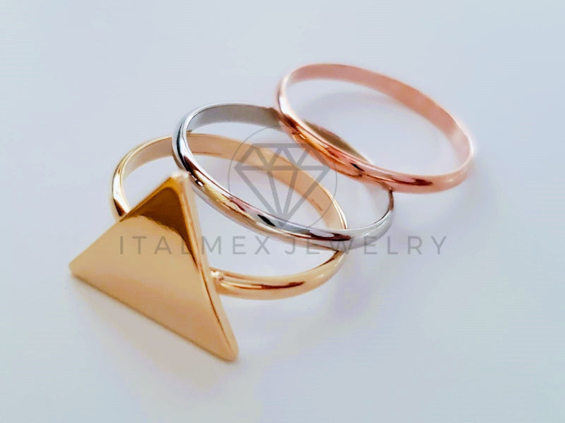Anillo de Lujo - 104927 - Anillo Triangulo Semanario Oro Laminado 18K