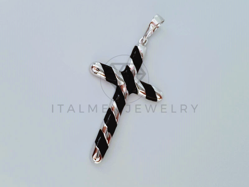 Dije Religioso - 104998 - Dije Cruz Espiral Negro - Plata .925