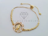 Pulsera de Lujo - 105013 - Diseño Ajustable Virgen de Guadalupe Oro Laminado 18K