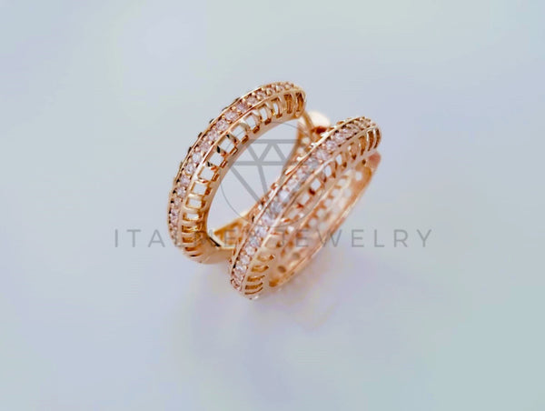 Arete de Lujo - 104895 - Aracada Clasica con Circonia Clara Oro Laminado 18K