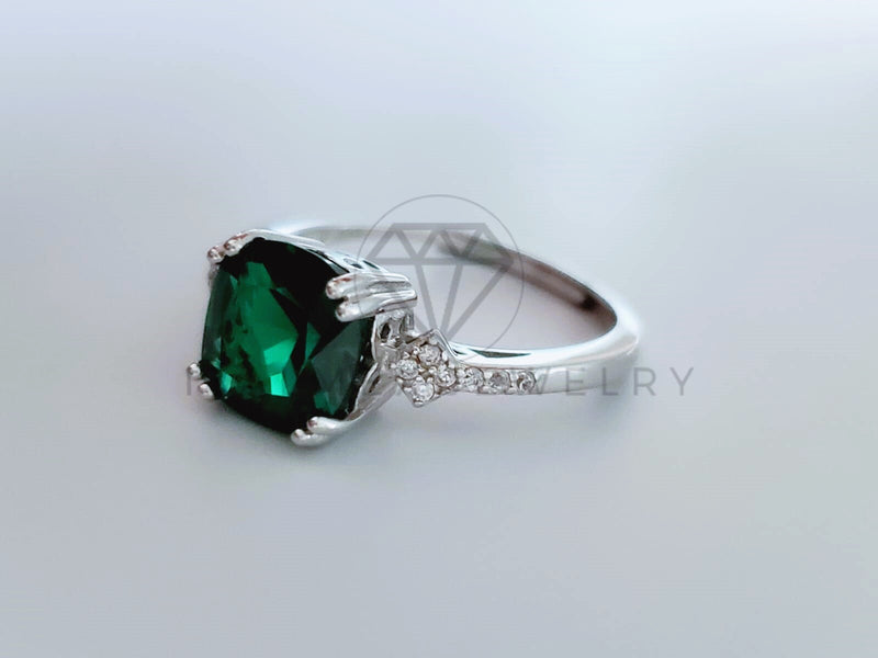Anillo de Dama - 104738 - Anillo Circonia Cuadrada Verde 8mm Plata .925