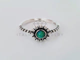 Anillo de Dama - 105131 - Anillo Flor Turquesa - Plata .925
