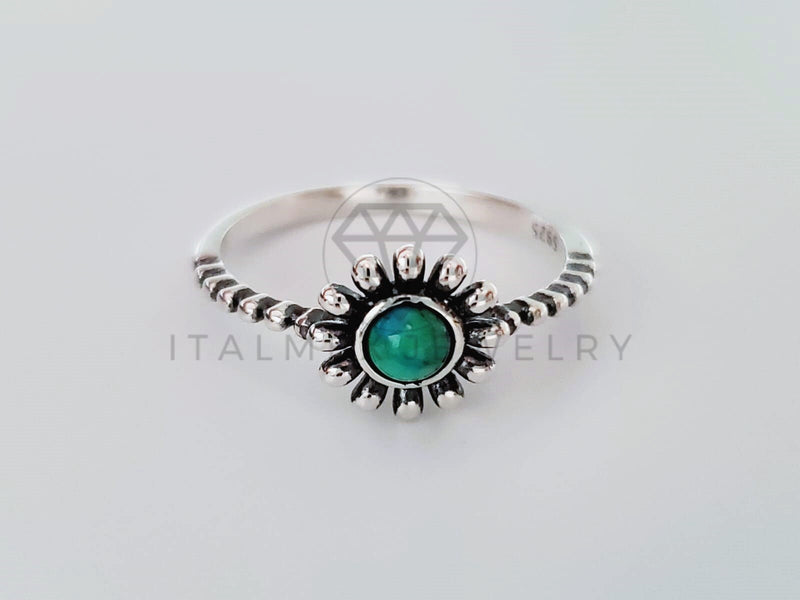 Anillo de Dama - 105131 - Anillo Flor Turquesa - Plata .925